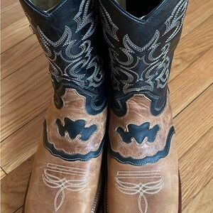 J.B. Dillon Black and Cream Cowboy Boots